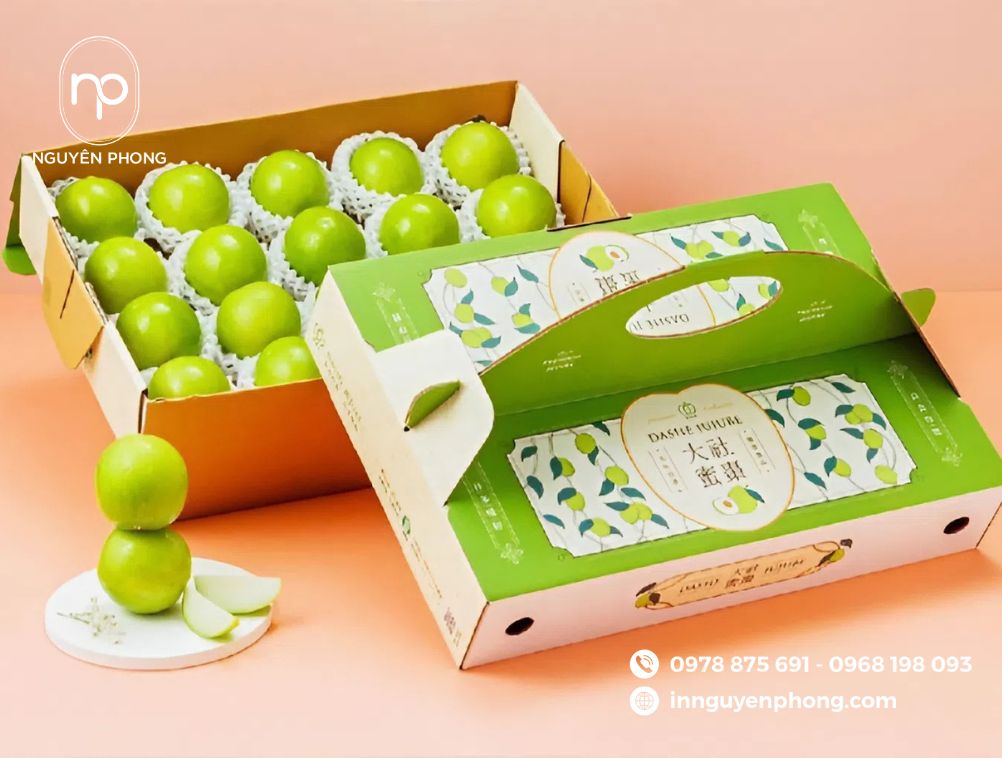 mẫu thùng carton 5 lớp sóng BC đựng táo ấn tượng